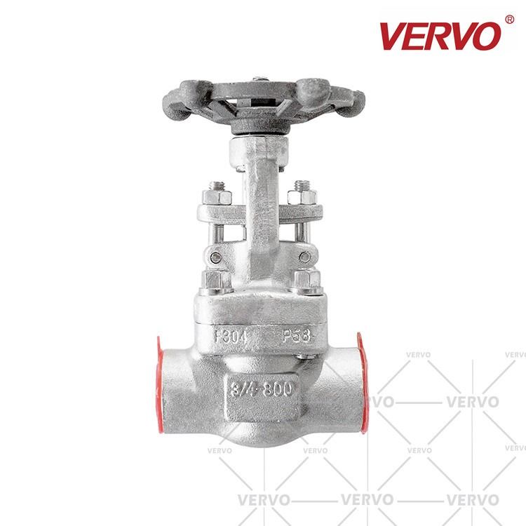 Forged Steel Gate Valve Forged Stainless Steel F304 DN20 800LB  SW Gate Valve Socket Weld Gate Valve 0.75mm solid wedge